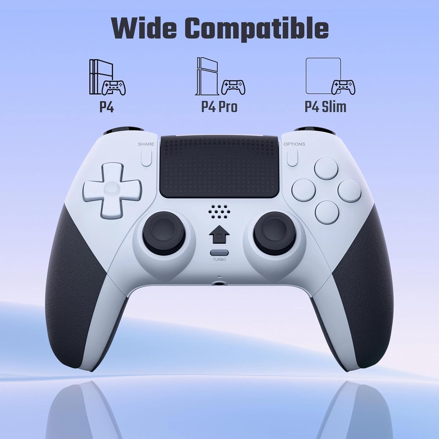 Detalle de LATEC Wireless-Controller für PS4: Bluetooth Gamepad mit 2 programmierbaren Tasten, Turbo & 3,5-mm-Audio