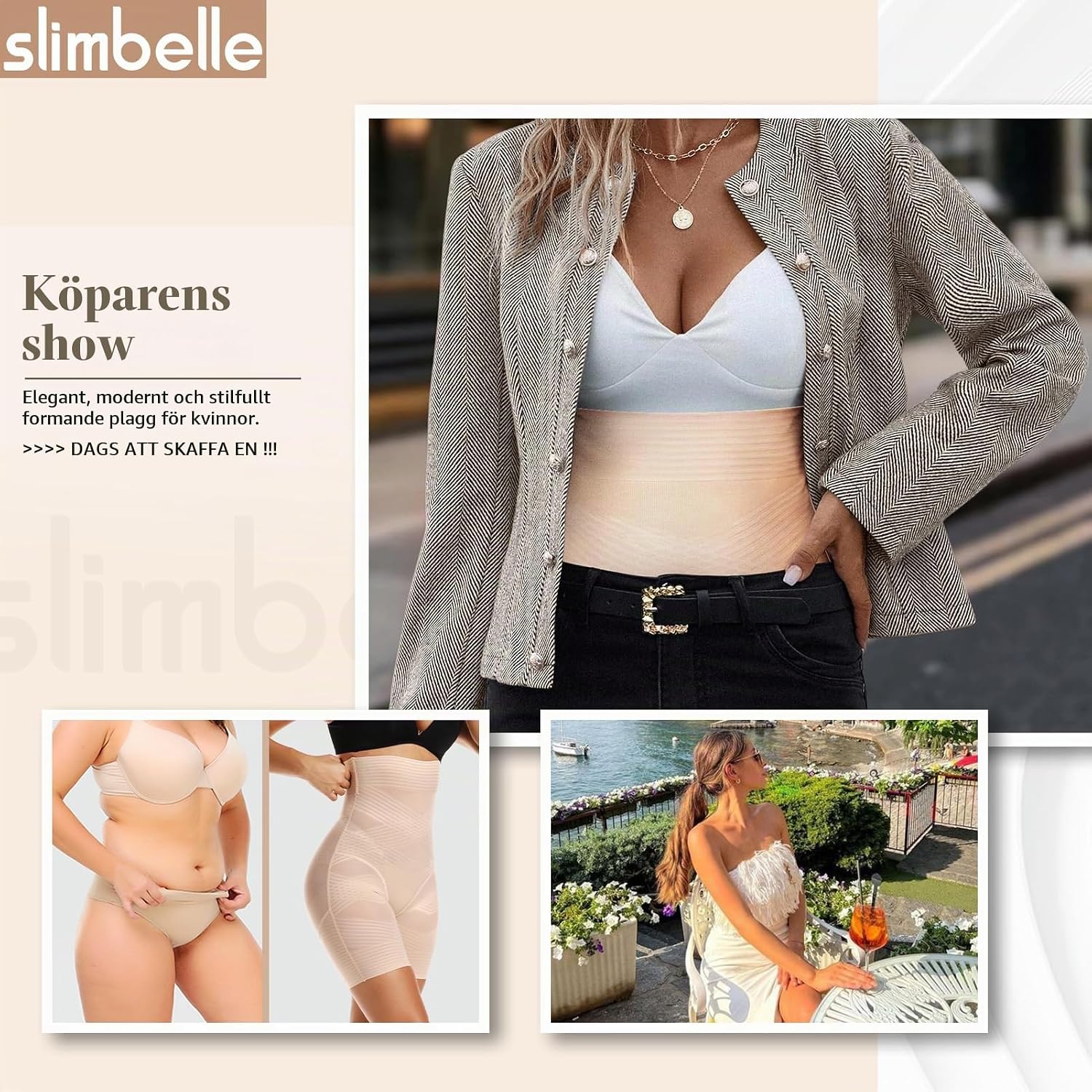 Detalle 1 de SLIMBELLE formande body med hög midja, sömlös design och kraftig shaping
