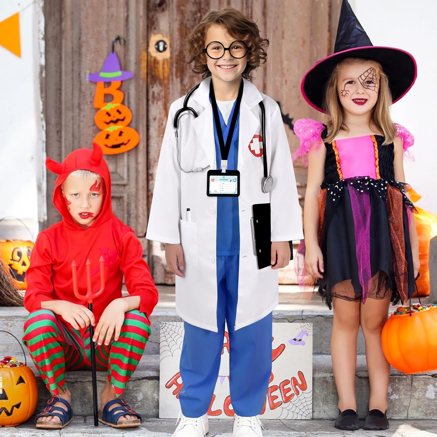 Thumbnail 6 de Wuclad 12-Piece Kids' Doctor Costume with Scrubs, Lab Coat and Accessories