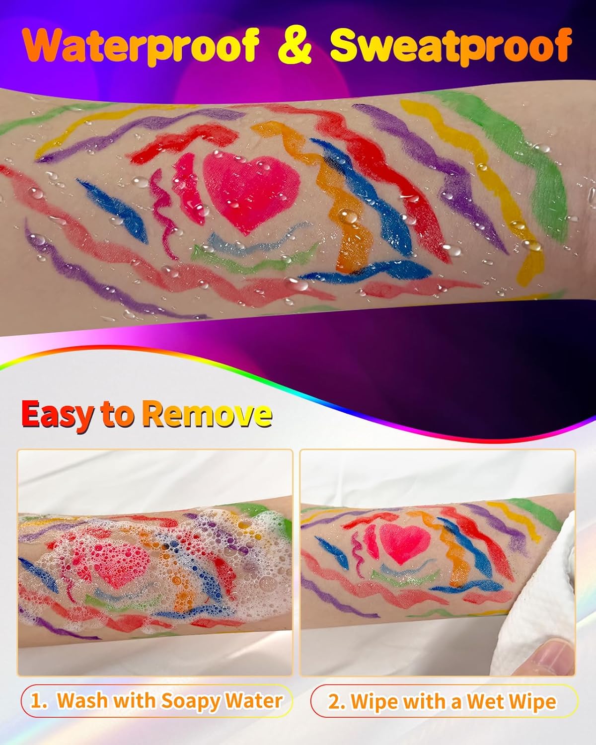 Thumbnail 6 de Oiomniv UV-Schwarzlicht Stifte Set (10 Farben) für Neon-Glow Face & Body Paint