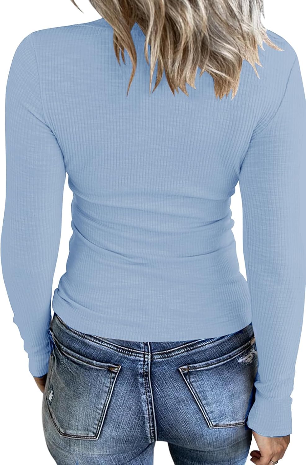 Detalle 2 de TrendiMax Womens Long Sleeve Notch V Neck T Shirt
