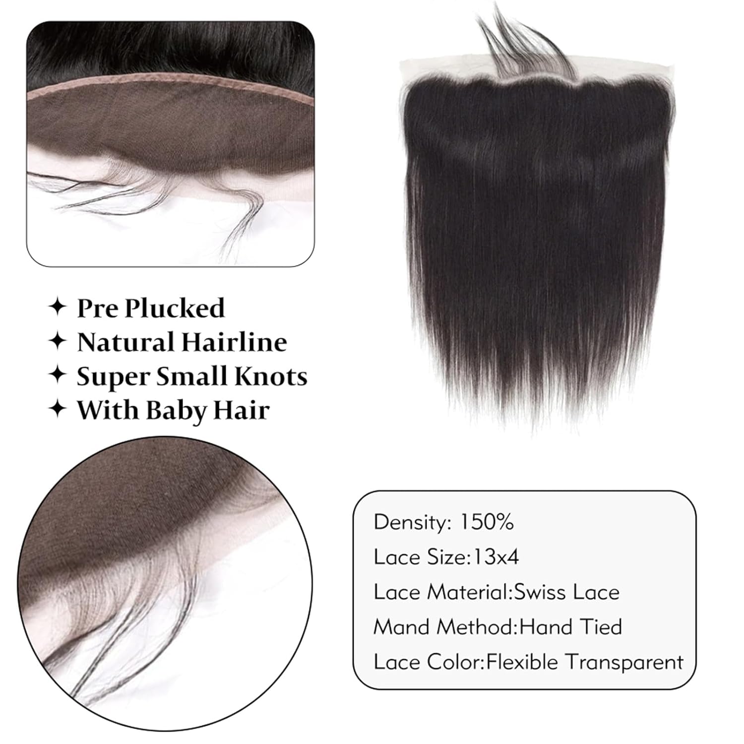 Detalle de 13x4 lace frontal closure 14 inch human hair