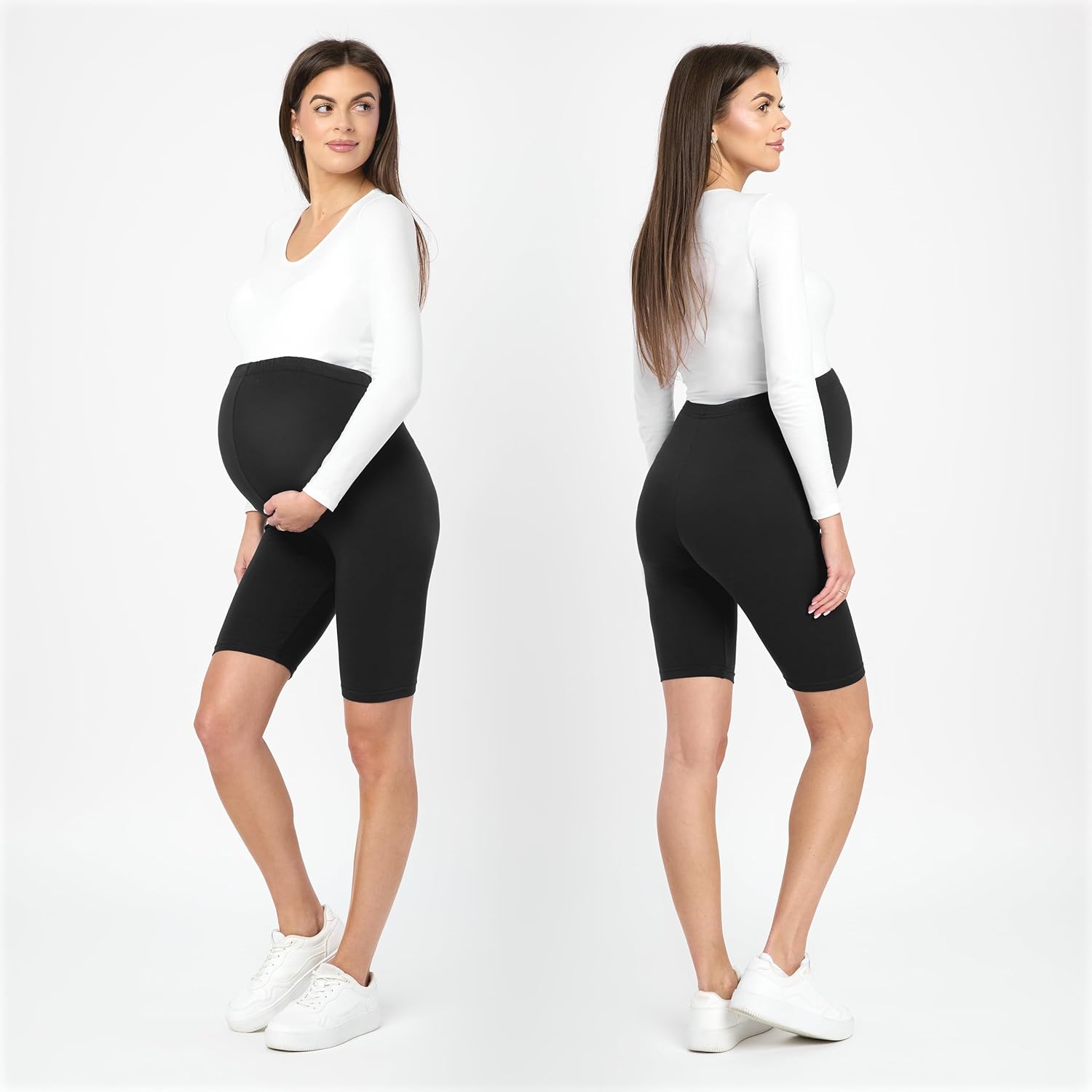 Detalle 2 de Be Mammy Leggings Premaman Corti BE20-228: comfort e stile durante la gravidanza