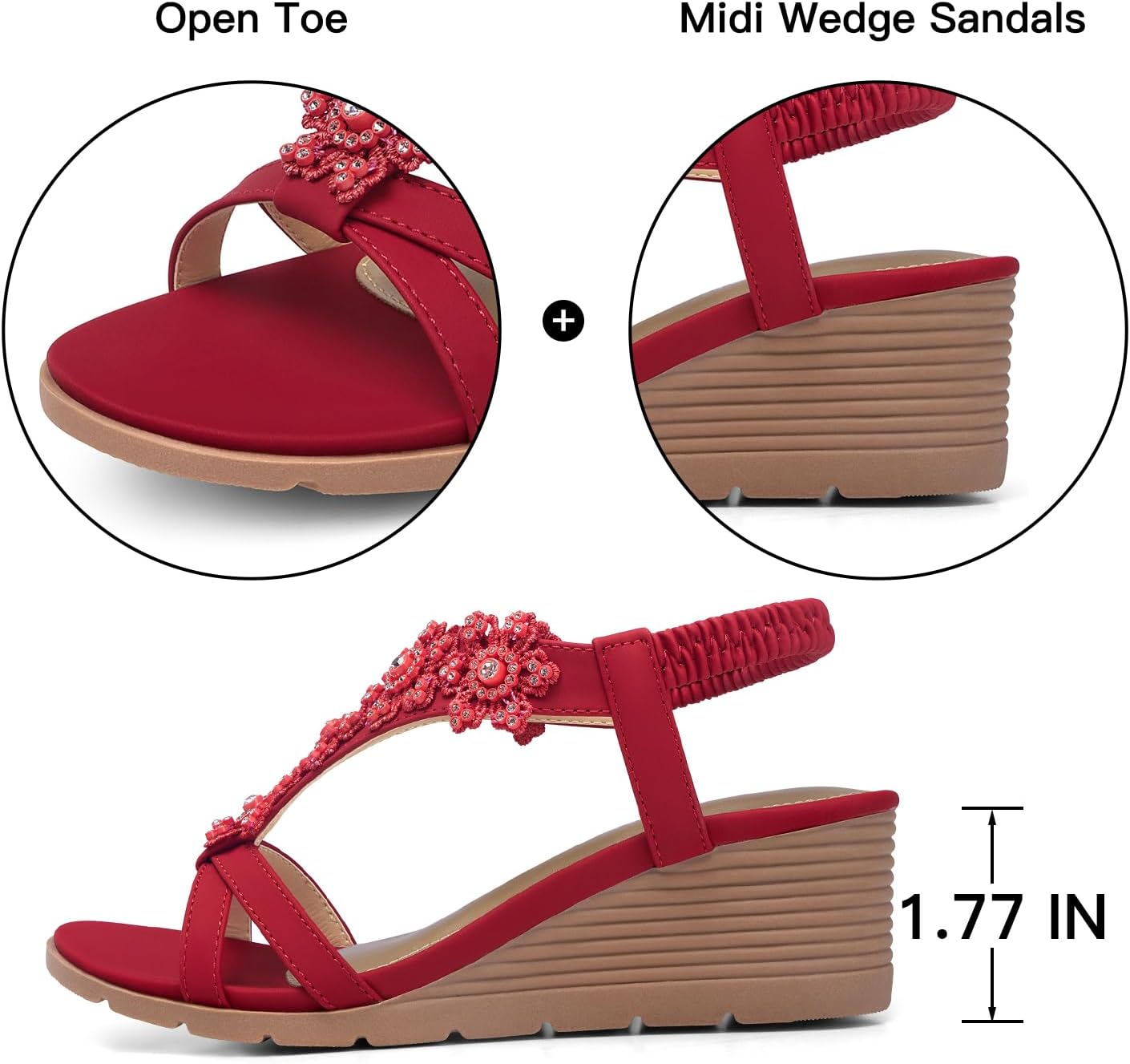 Thumbnail 4 de TEMOFON Women's Low Wedge Heels Summer Dressy Platform Sandals