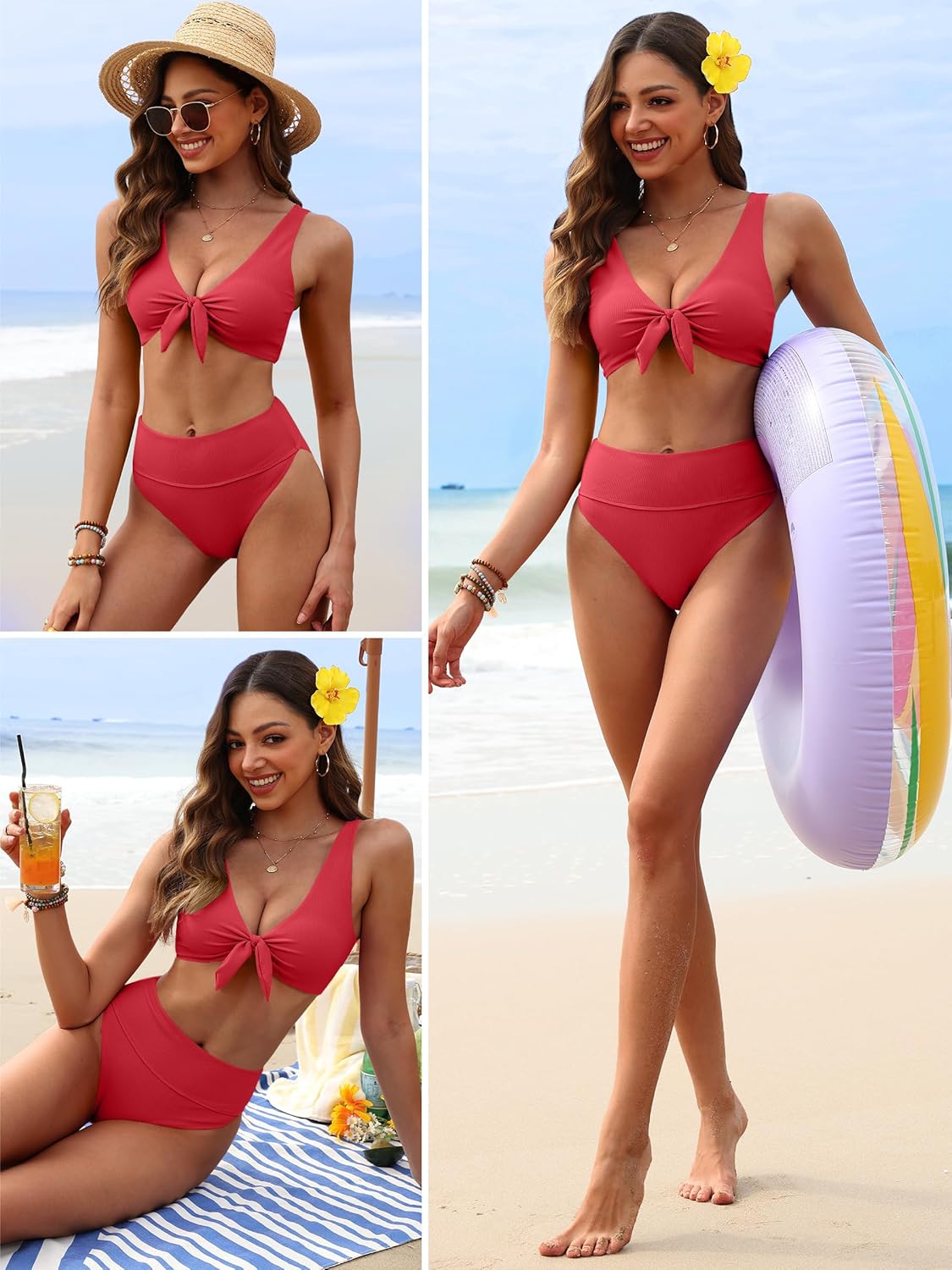 Thumbnail 6 de ANRABESS Bikini Sets for Women: High-Waisted Ribbed Two-Piece for 2026 Beach Vacation