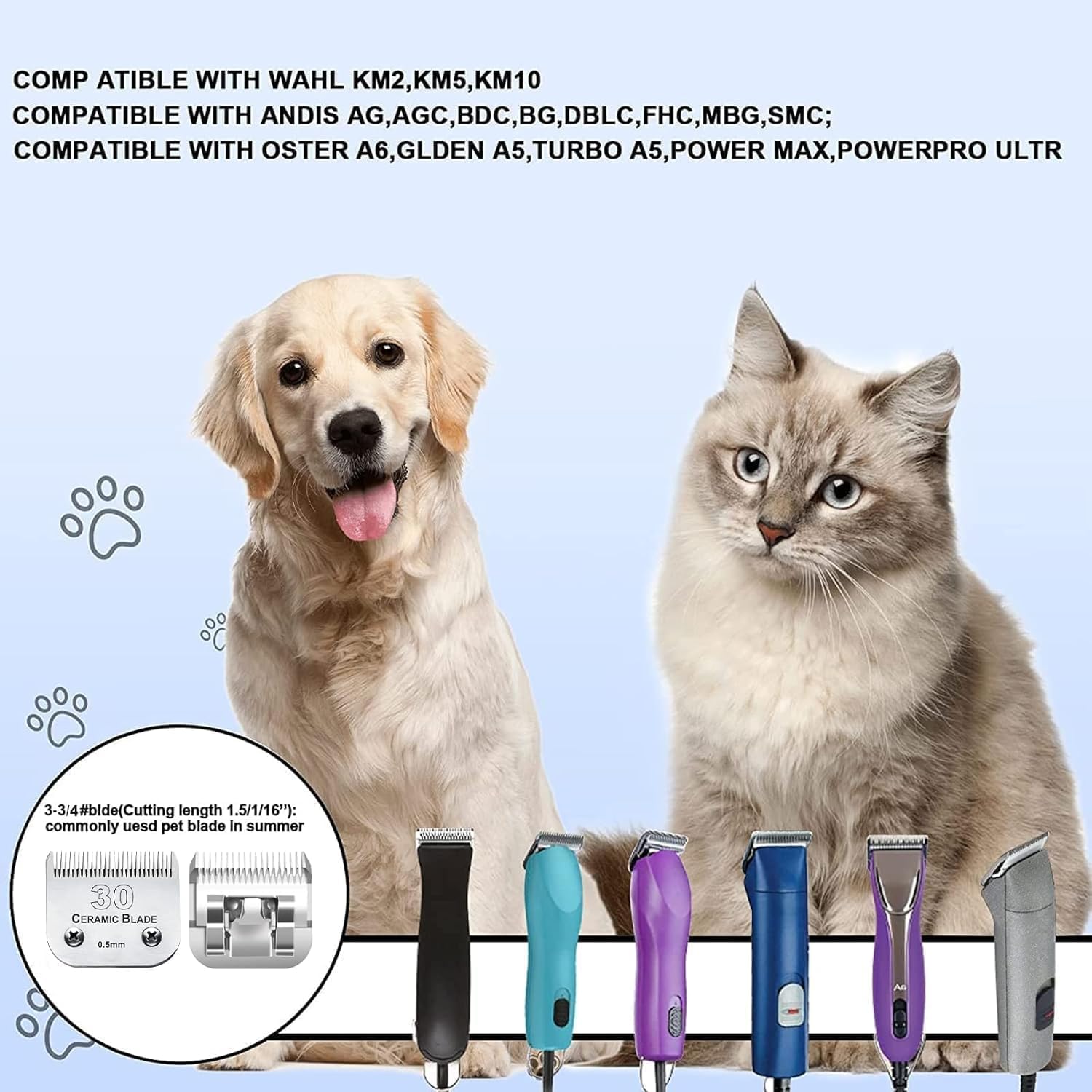 Detalle de AUDOC Dog Grooming Replacement Blades No. 30 for A5 & Wahl KM Clippers