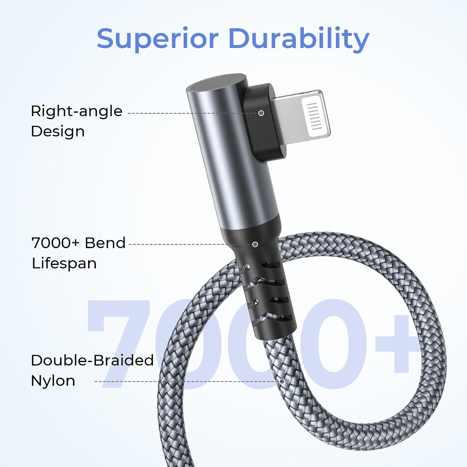 Detalle 2 de BASESAILOR iPhone 14 right‑angle 3m Lightning cable