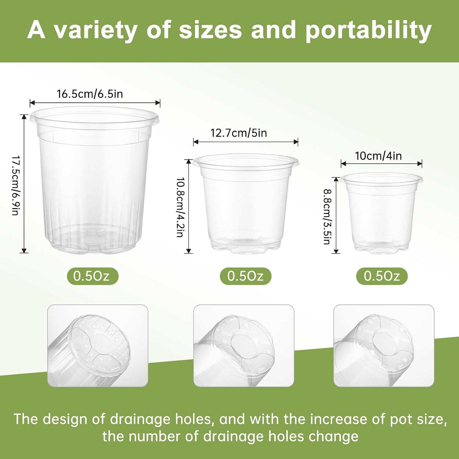 Detalle de Clear Nursery Plant Pots, 6.5-Inch