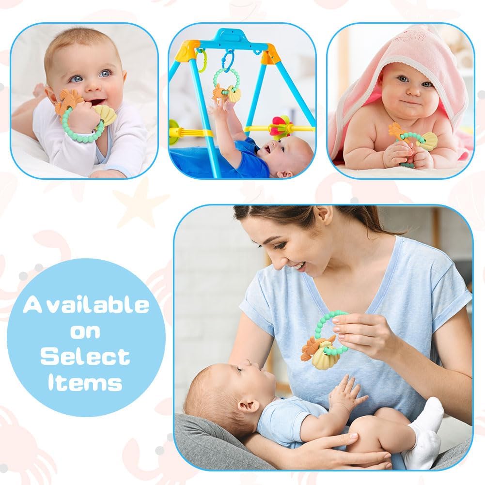 Detalle 2 de Vicloon Silicone Teething Ring for Babies, Green Crab, BPA-Free