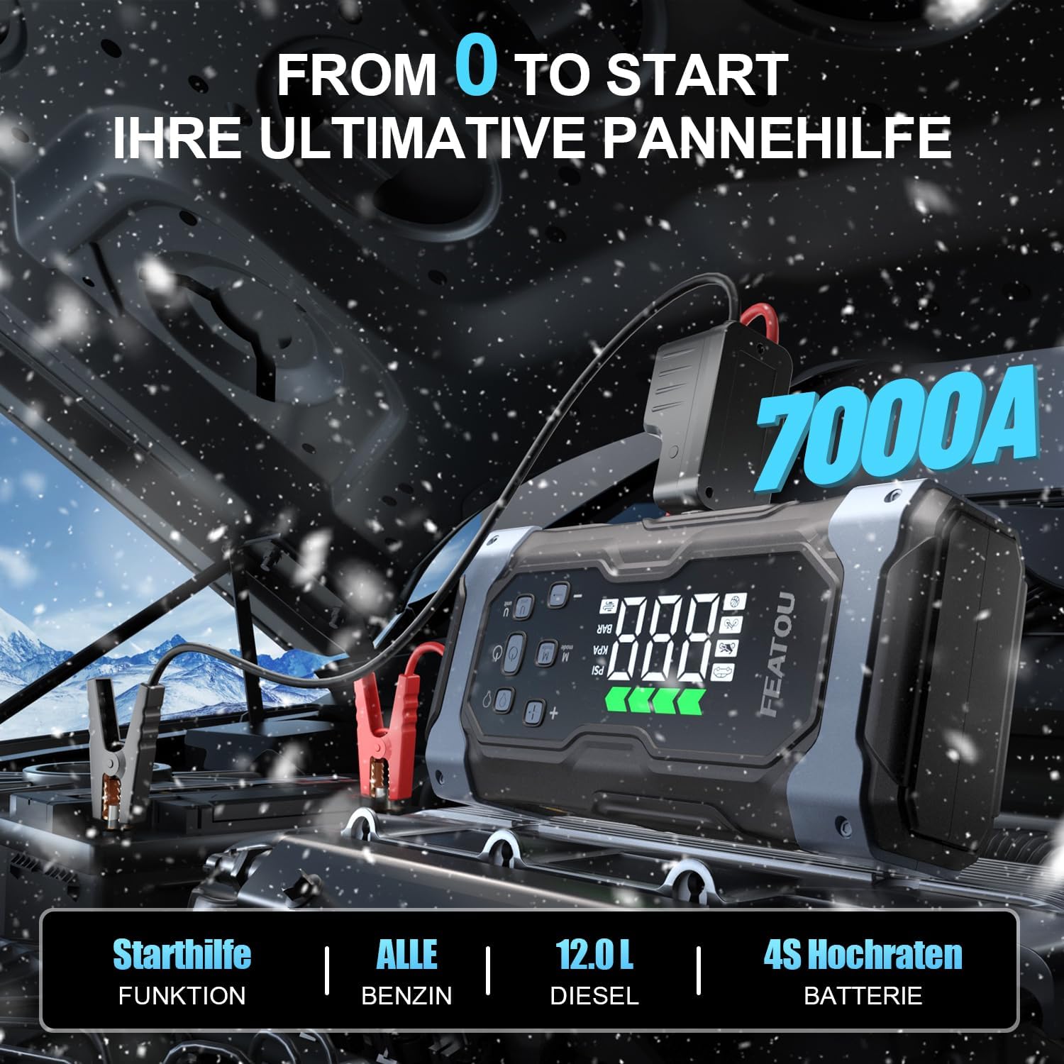 Detalle 2 de Starthilfe Powerbank 7000A Autostarter mit Luftpumpe