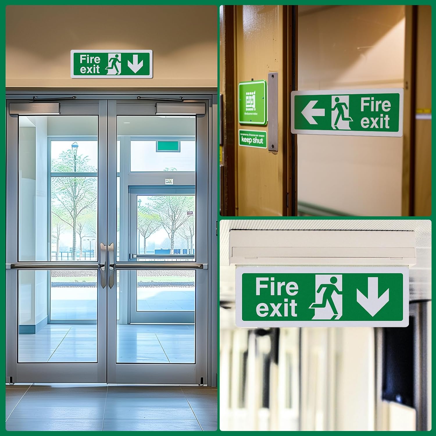 Thumbnail 6 de 21pcs Premium Fire Exit Sign Kit (Right, Left, Up, Down Arrow) – EN ISO 7010 Compliant