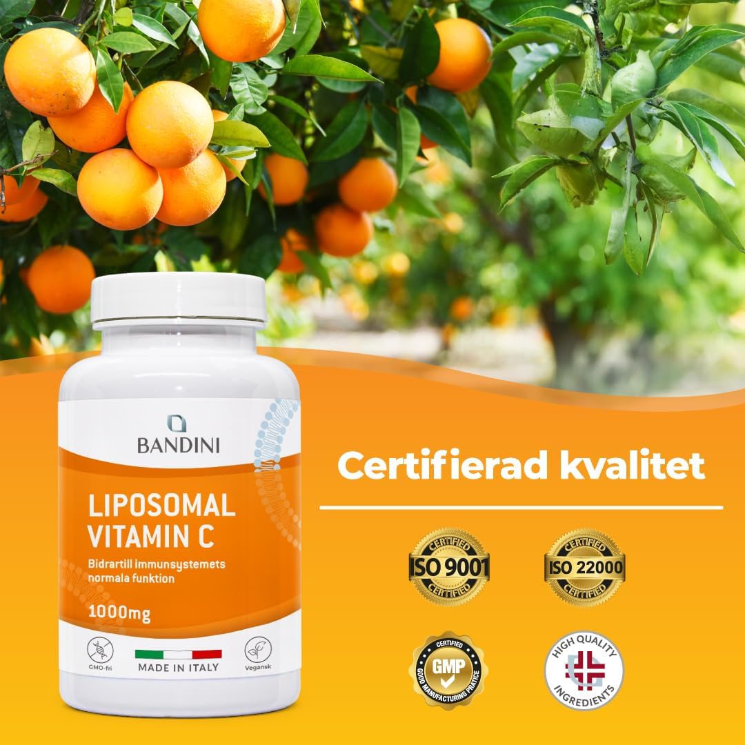 Detalle de BANDINI Liposomal Vitamin C – 1 000 mg, 180 veganska kapslar