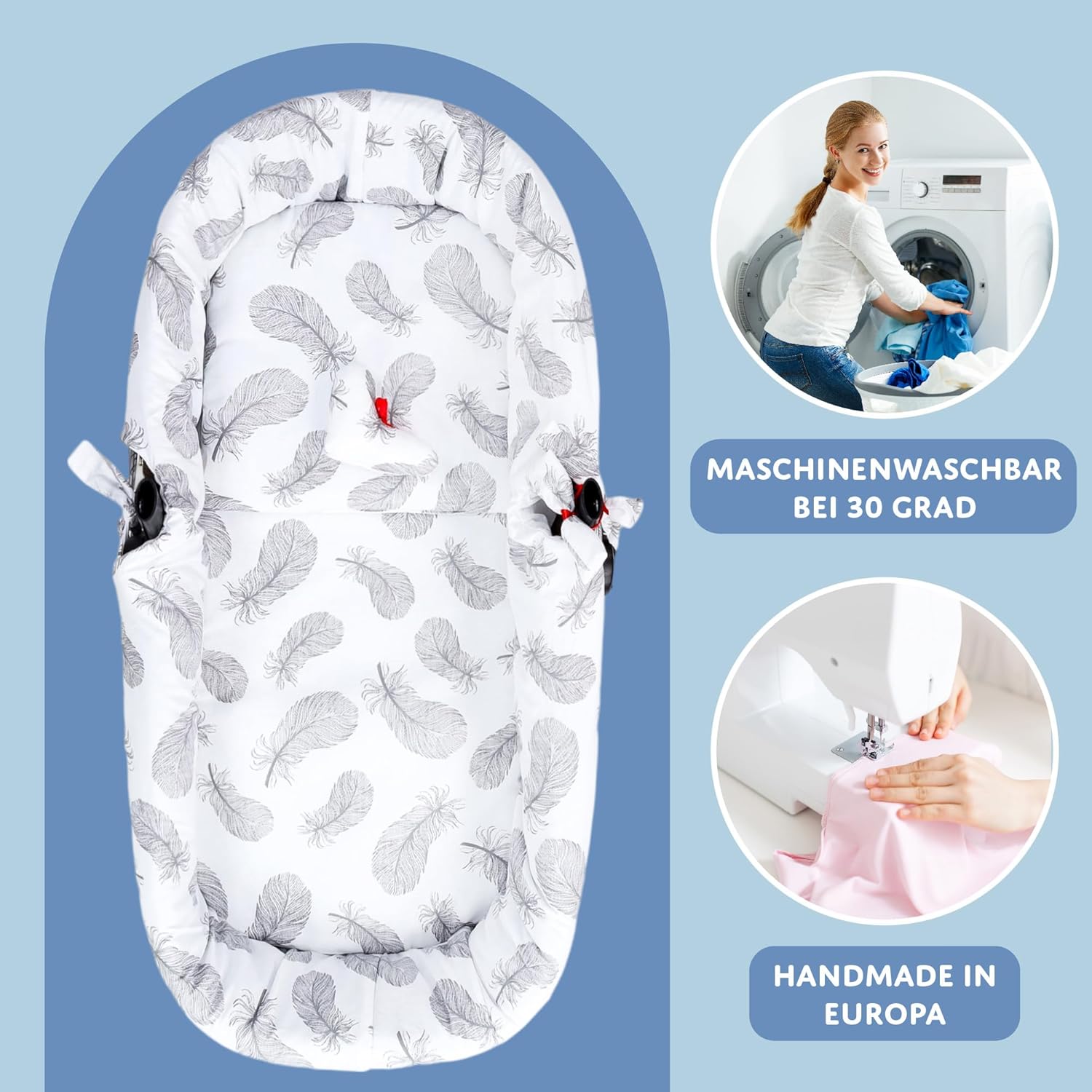 Thumbnail 3 de Set 3 accessori per navicella neonato: inserto, nido e materassino in cotone morbido