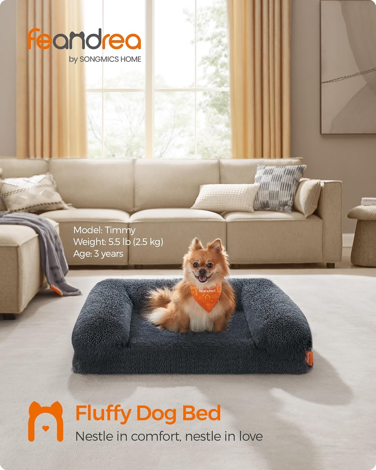 Thumbnail 1 de Feandrea FluffyHug Dog Bed 76 x 58 cm
