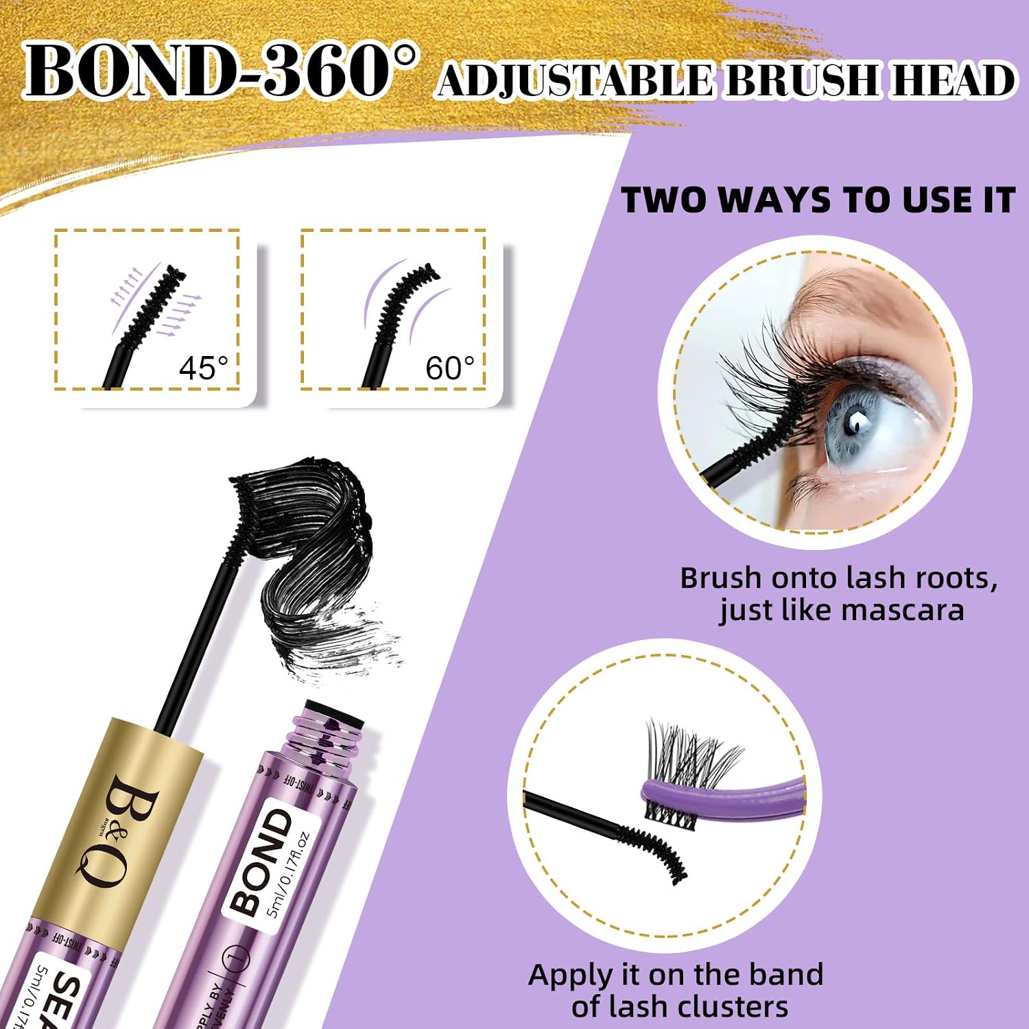 Thumbnail 2 de B&Q Lash Cluster Glue 10ML: Bond & Seal for Waterproof Lash Clusters