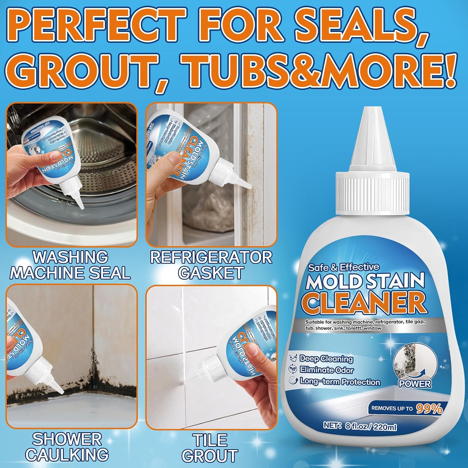 Detalle 2 de Vigorder Mold Stain Cleaner Gel, 8 fl oz for Seals, Grout & Caulk