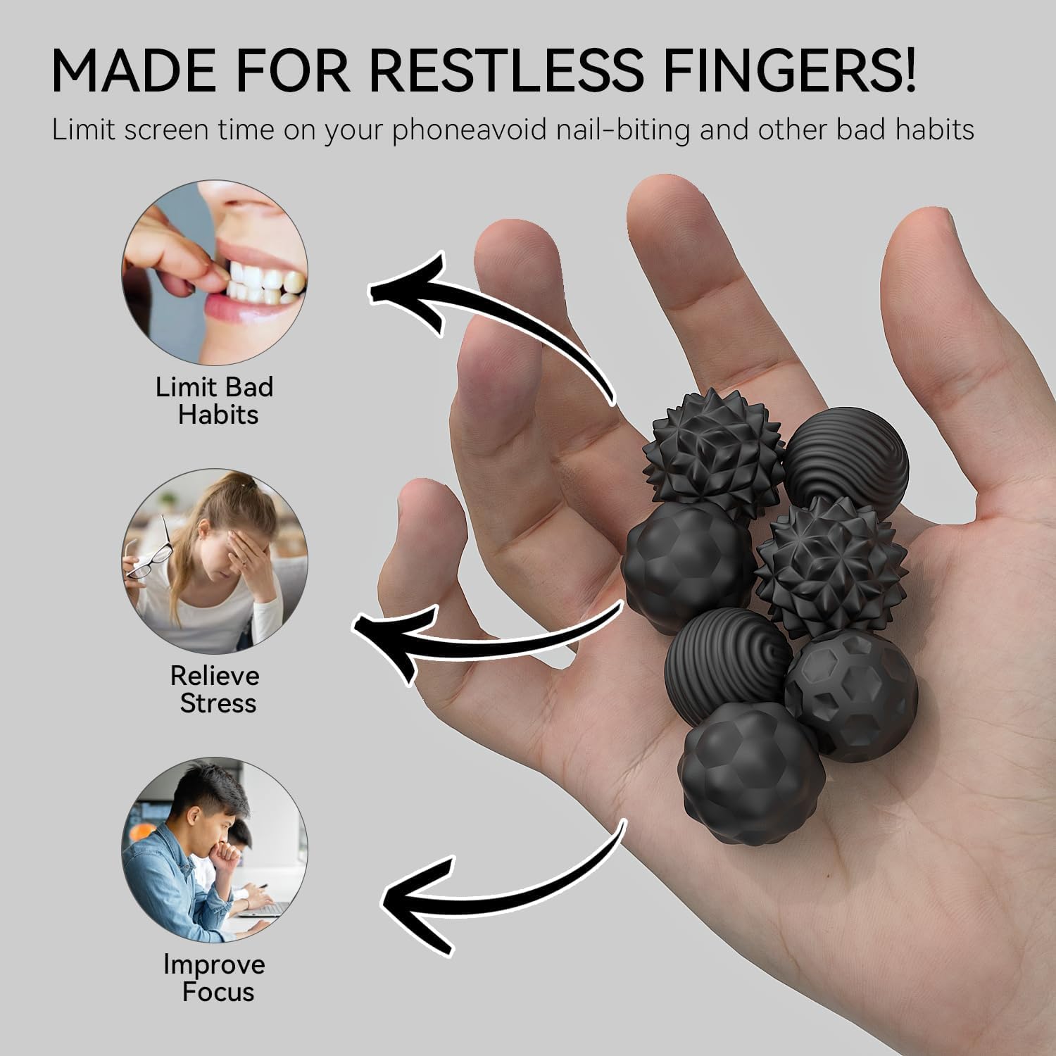 Detalle 2 de Bambebe 8PCS Silicone Magnetic Balls Fidget Toys – Calming, Textured Desk Gizmos