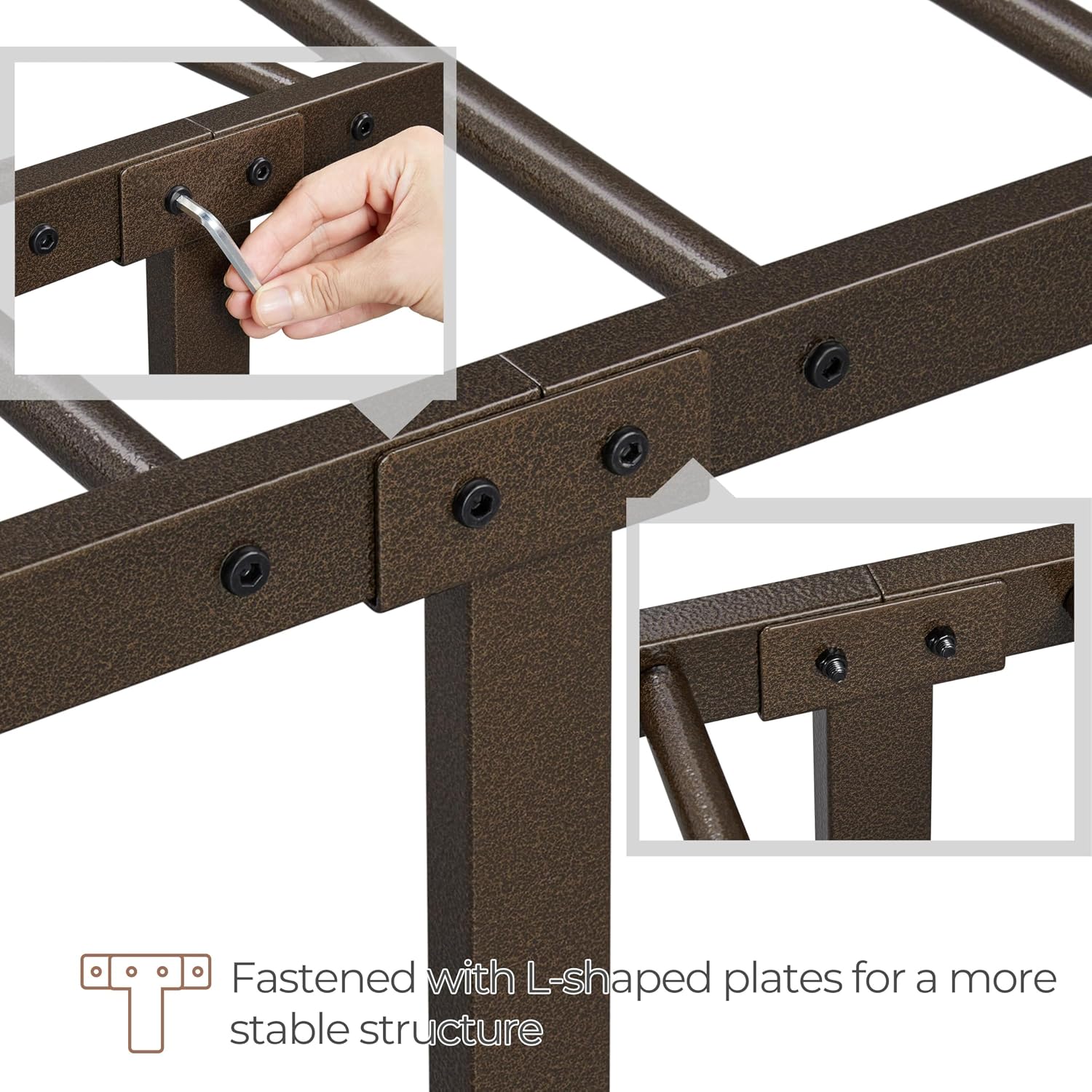 Thumbnail 6 de Yaheetech YT-00119417-001 King Metal Platform Bed, Victorian Headboard, Bronze