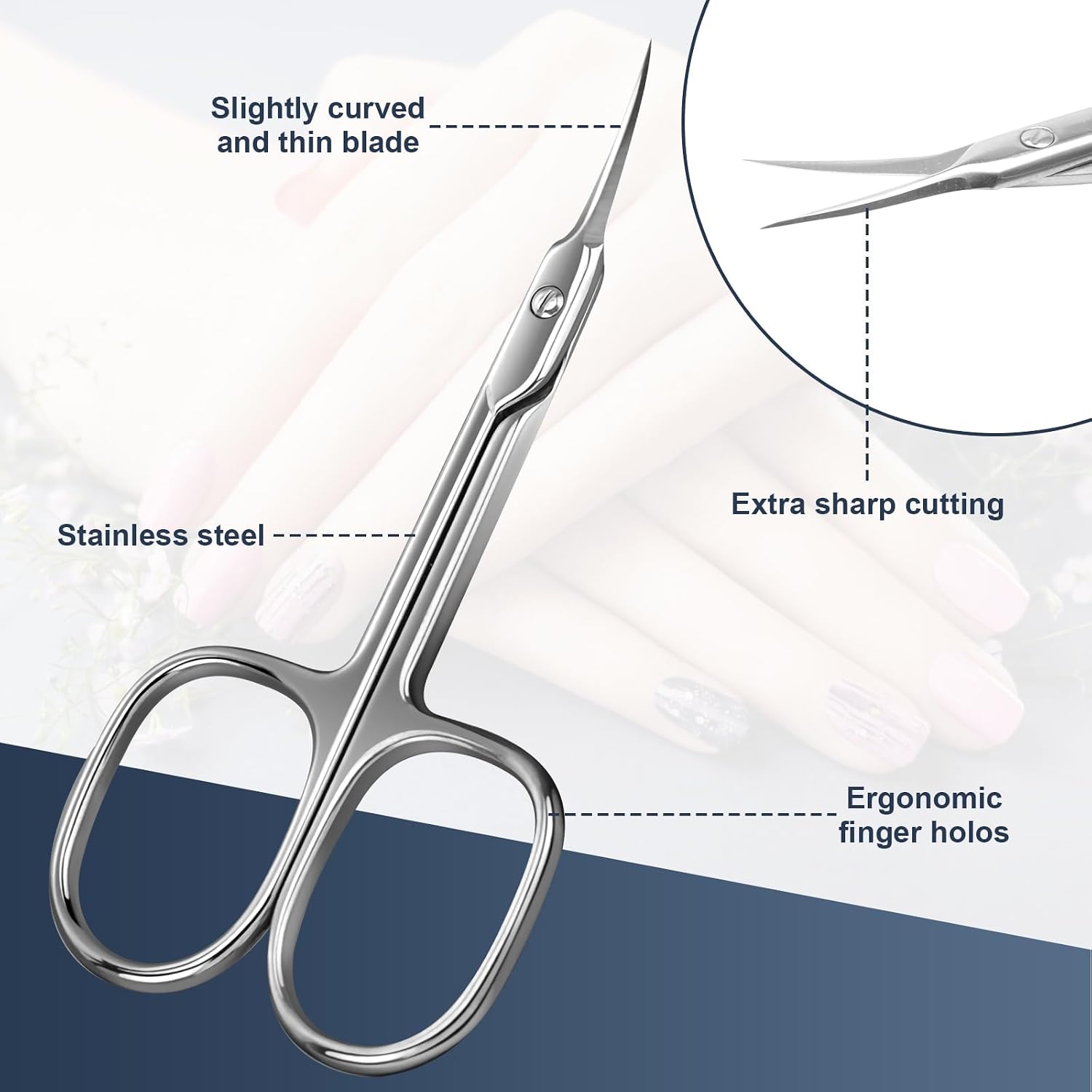 Detalle de CGBE Cuticle Scissors Extra Fine Curved Blade