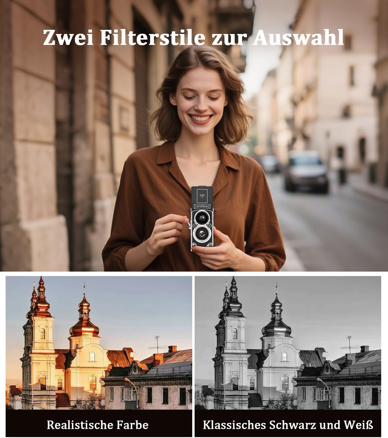 Detalle de CHUZHAO Mini fotocamera retrò 12 MP 1080P: divertimento vintage in formato digitale