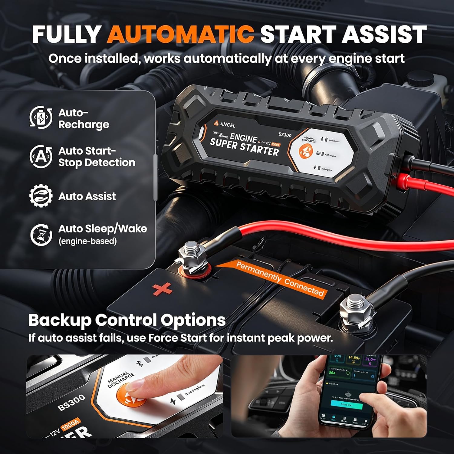 Thumbnail 4 de ANCEL BS300 Super Starter: Permanently Connected Jump Starter with Smart Health Monitoring
