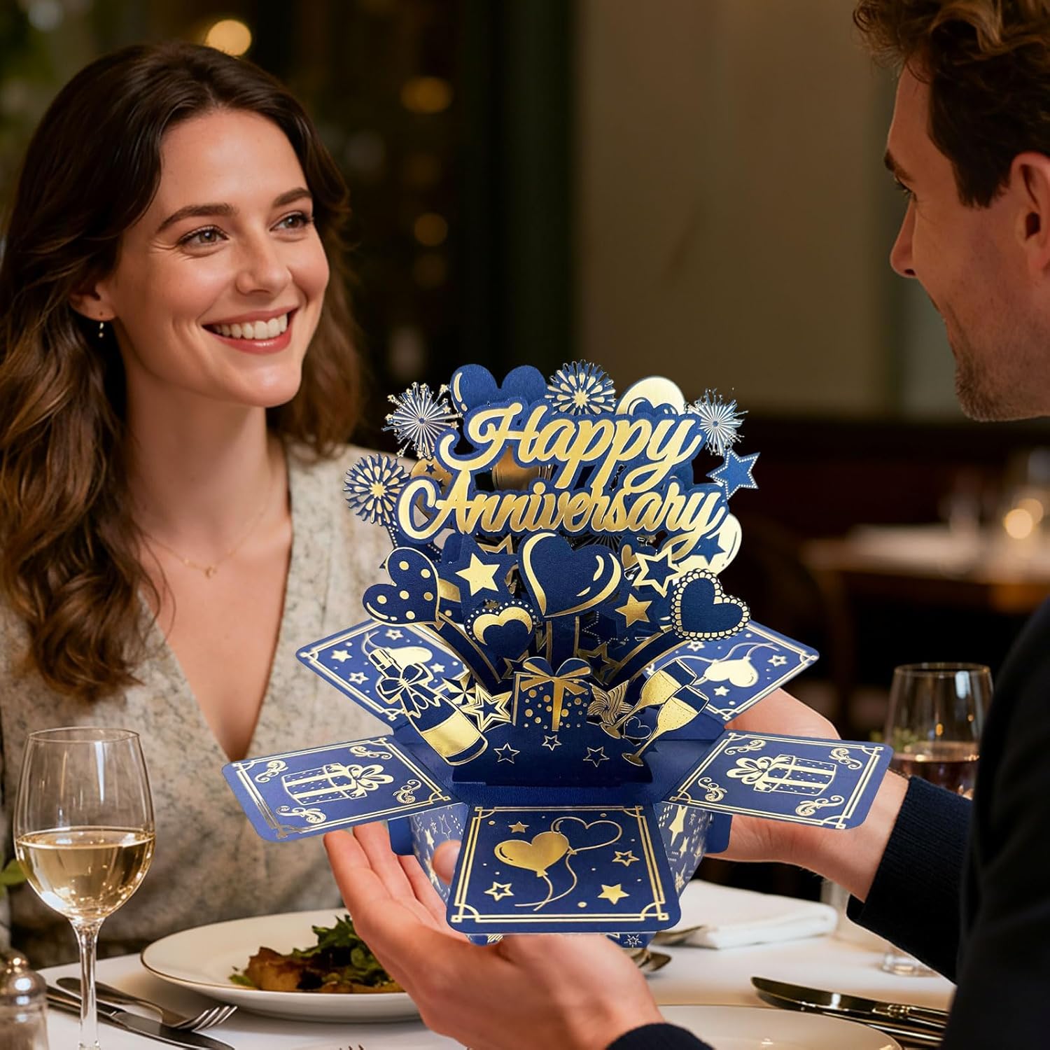 Thumbnail 5 de Joybble Happy Anniversary 3D Pop-Up Card (Dark Blue) with Envelope
