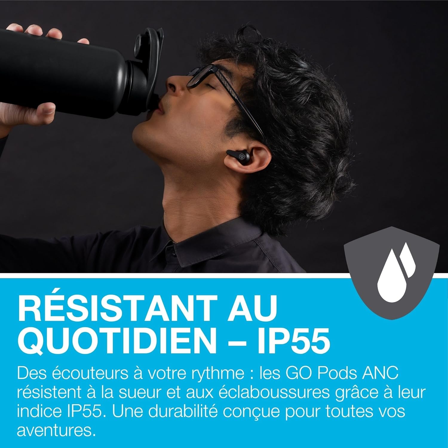 Thumbnail 5 de JLab Go Pods ANC — écouteurs Bluetooth intra-auriculaires avec réduction de bruit hybride, 26 h d’autonomie et IP55