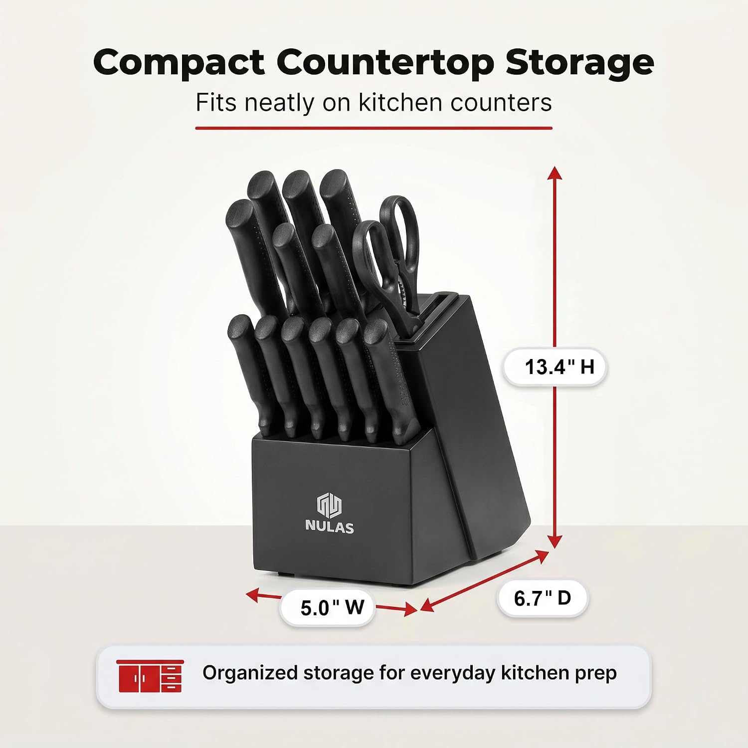 Thumbnail 6 de NULAS GD-20 15-Piece Kitchen Knife Set with Block and Built-In Sharpener