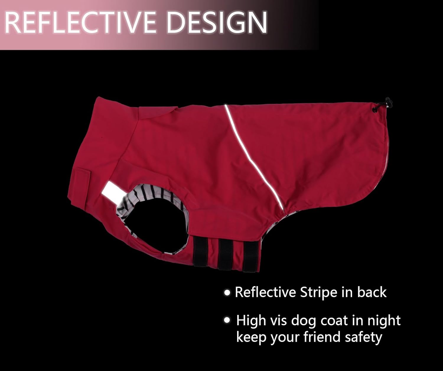 Thumbnail 6 de Morezi Dachshund coat waterproof dog raincoat with reflective stripe and belly protection (Pink) – size XS