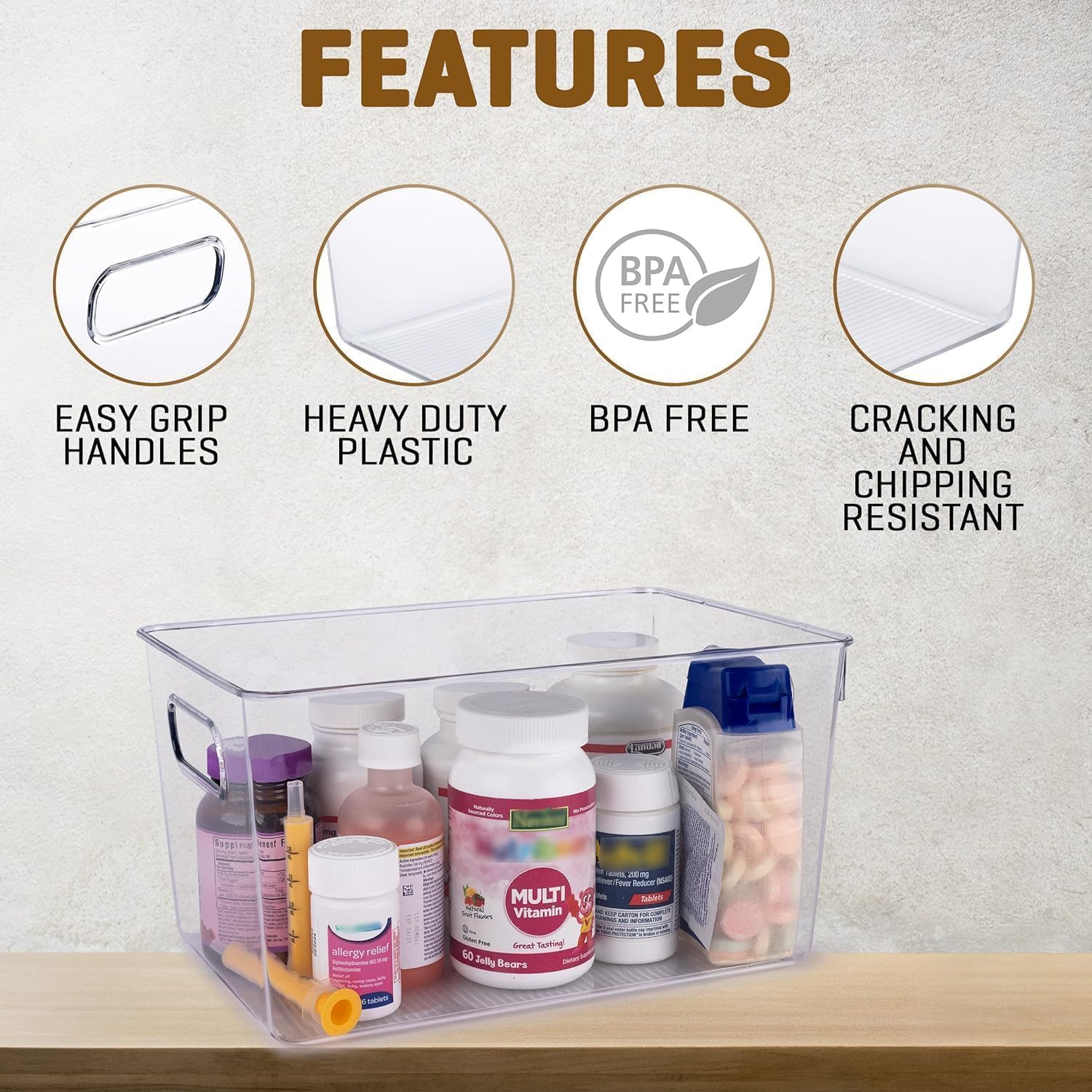 Thumbnail 3 de Clear Plastic Storage Bins with Lids (Set for Kitchen, Pantry & Fridge Organization) — Stackable BPA-Free Containers