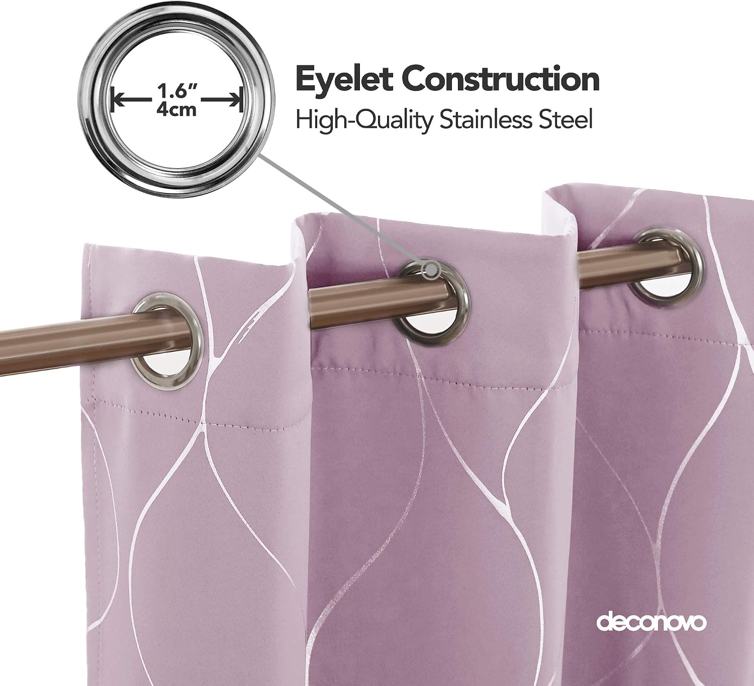 Thumbnail 3 de Deconovo Eyelet Room Darkening Curtains in Baby Pink (66 x 72 Inch), 1 Pair