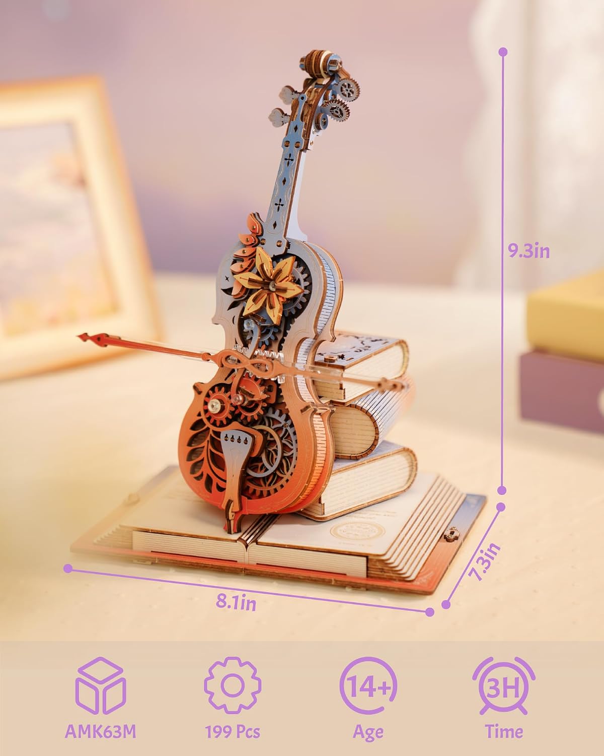 Thumbnail 6 de ROKR AMK63M Puzzle en bois 3D Violoncelle 🧩