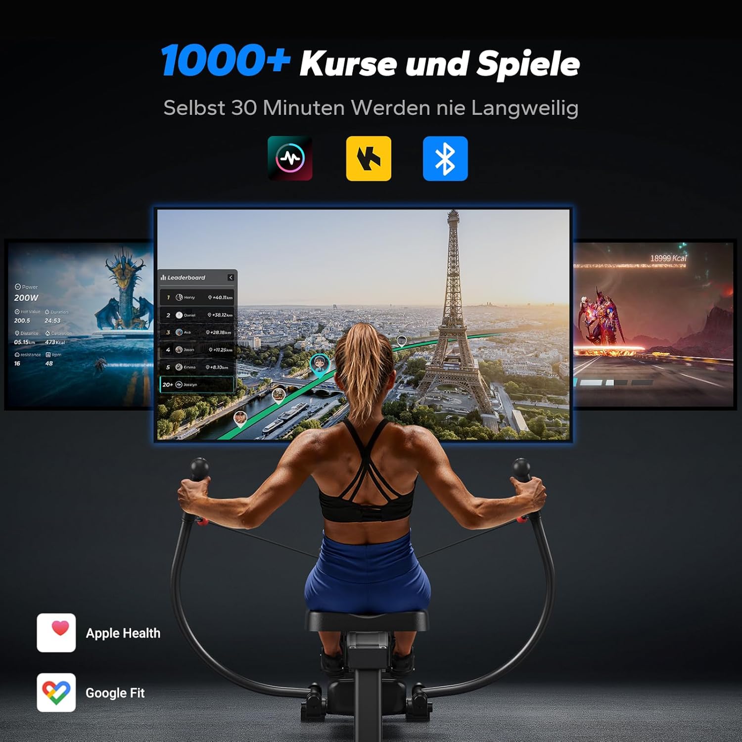 Detalle de MERACH R26 Rudergerät für Zuhause – Doppelpaddel mit mehreren Trainingsmodi & MERACH App