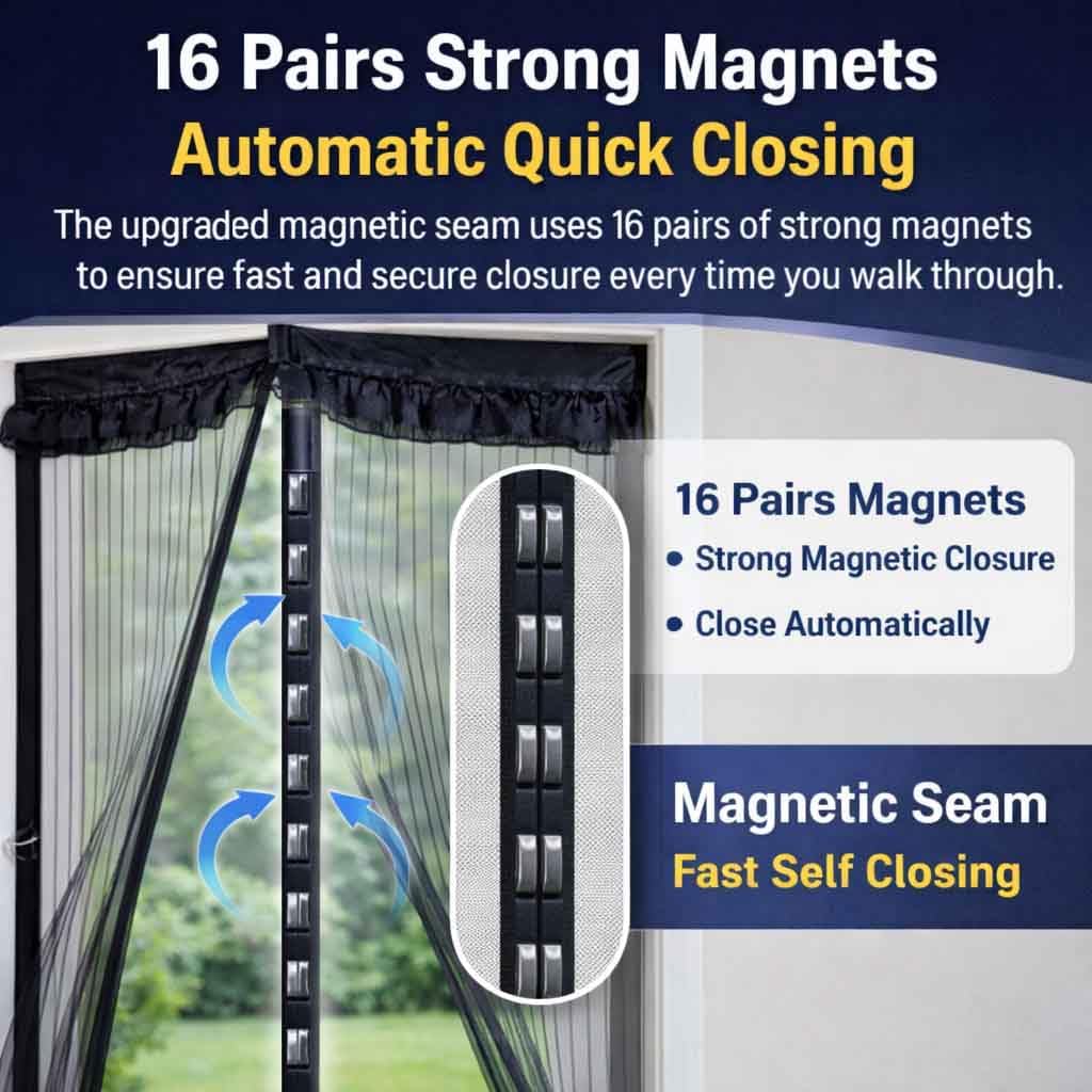 Detalle de Magnetic Fly Screen Door 90×210 cm – Breathable Mesh with Magnets for Easy Pass-Through