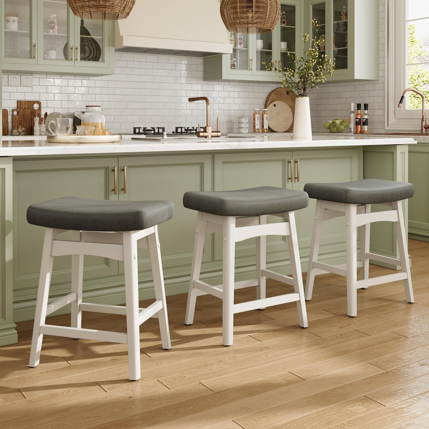 Detalle de MAISON ARTS Counter Height Bar Stools, 24-Inch Seat