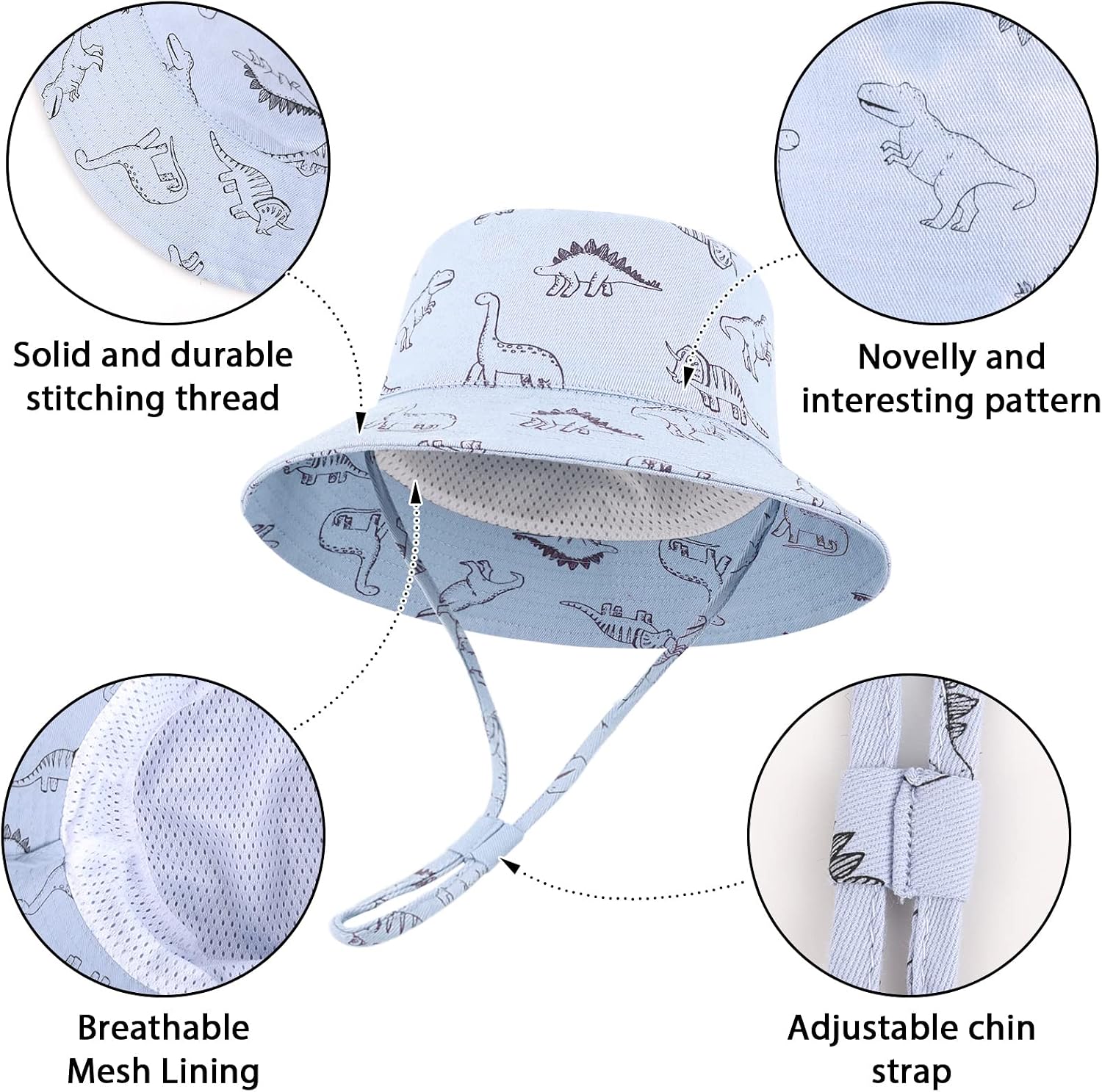 Detalle 2 de TOMEEK Baby Sun Hat: 50+ UPF Foldable Bucket Hat with Adjustable Chin Strap