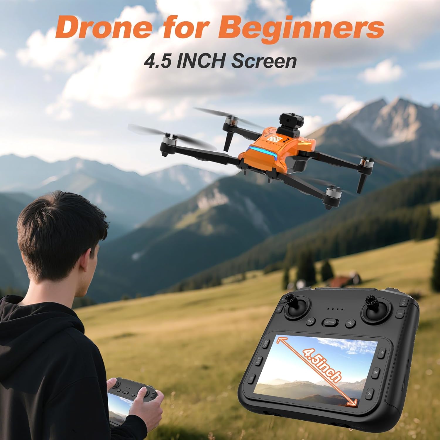 Detalle de govogorc Drone GPS con fotocamera 4K, telecomando con schermo 4,5", ritorno automatico ed evitamento ostacoli