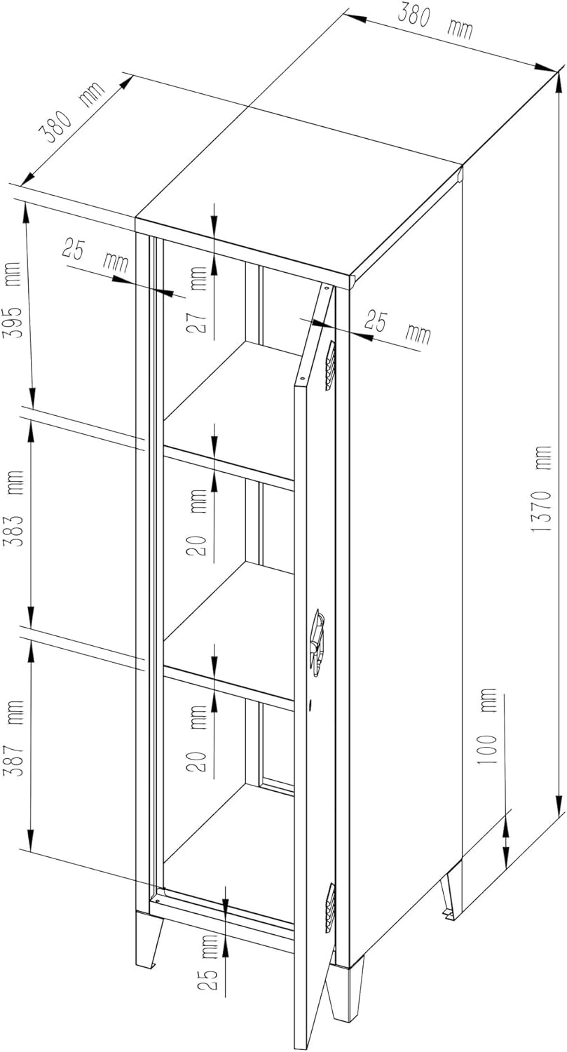 Thumbnail 1 de Armoire Métallique à Casiers Vestiaire [en.casa] – 3 Compartiments, Verrouillable, 137 x 38 x 38 cm, Bleu Gris