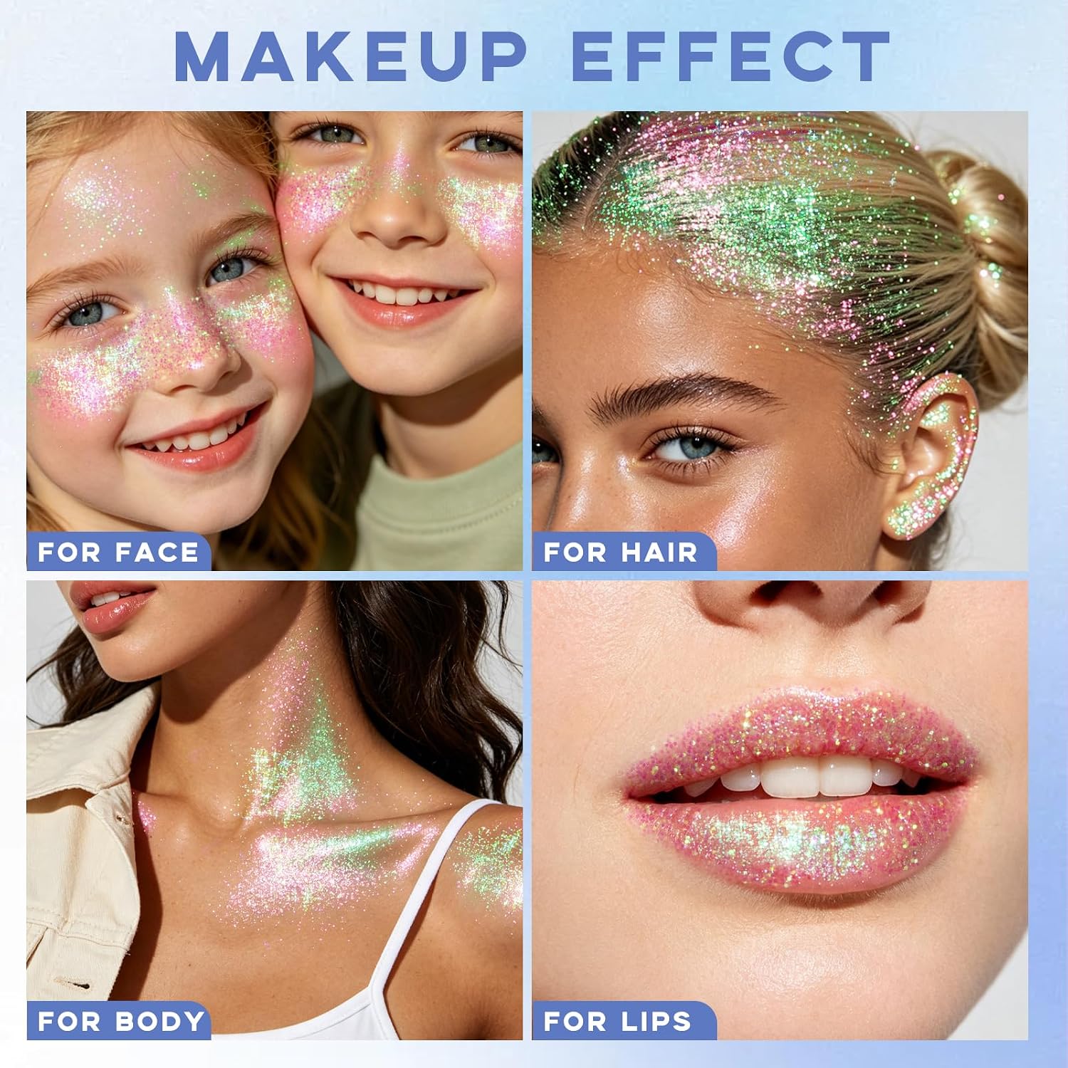 Detalle de Noerrors Roll-on Holographic Body Glitter Gel – Mermaids, Festival Sparkle & Multi-Use Glow