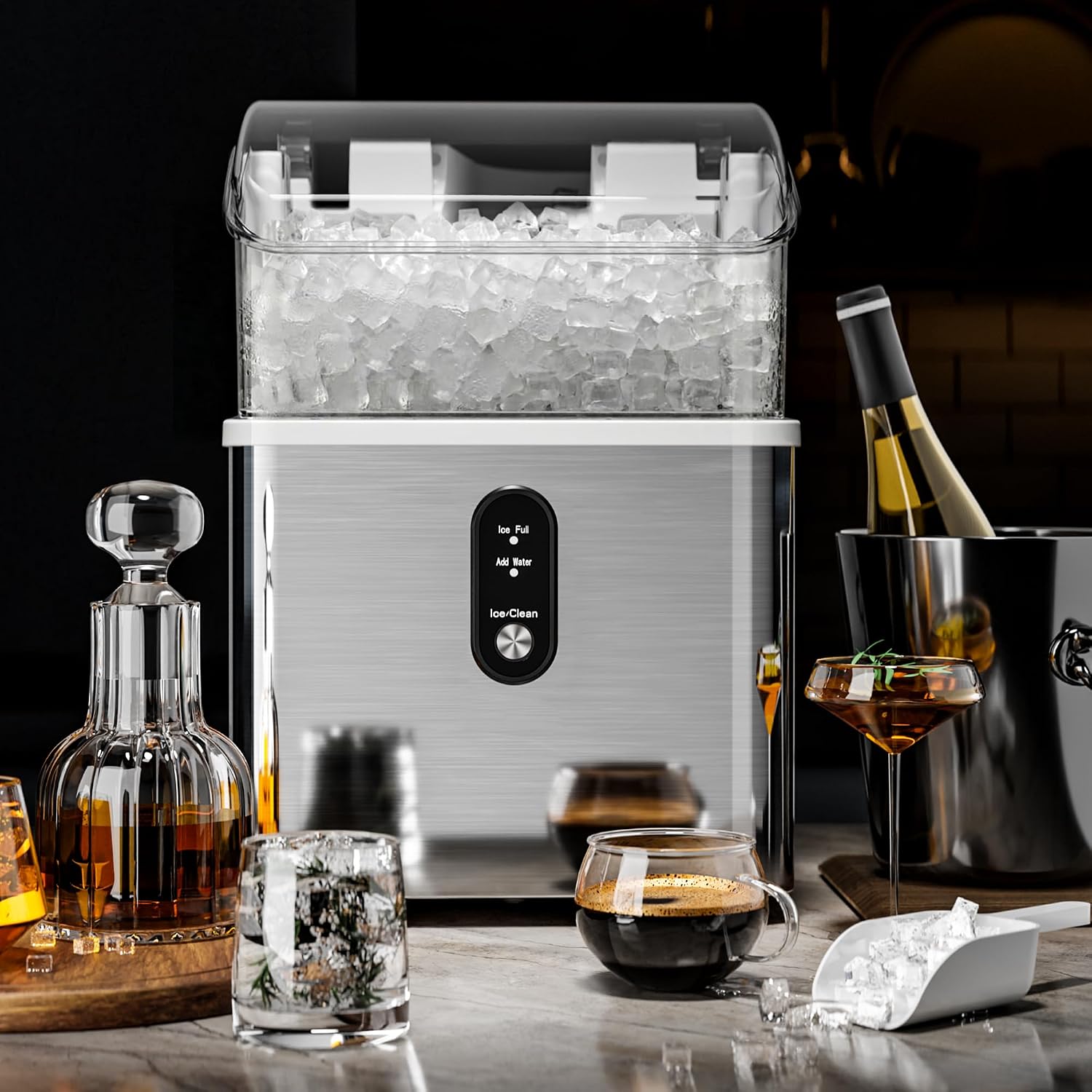 Detalle de Kismile Ice Maker Countertop Nugget Ice Maker, 33 lbs/Day, Self-Cleaning