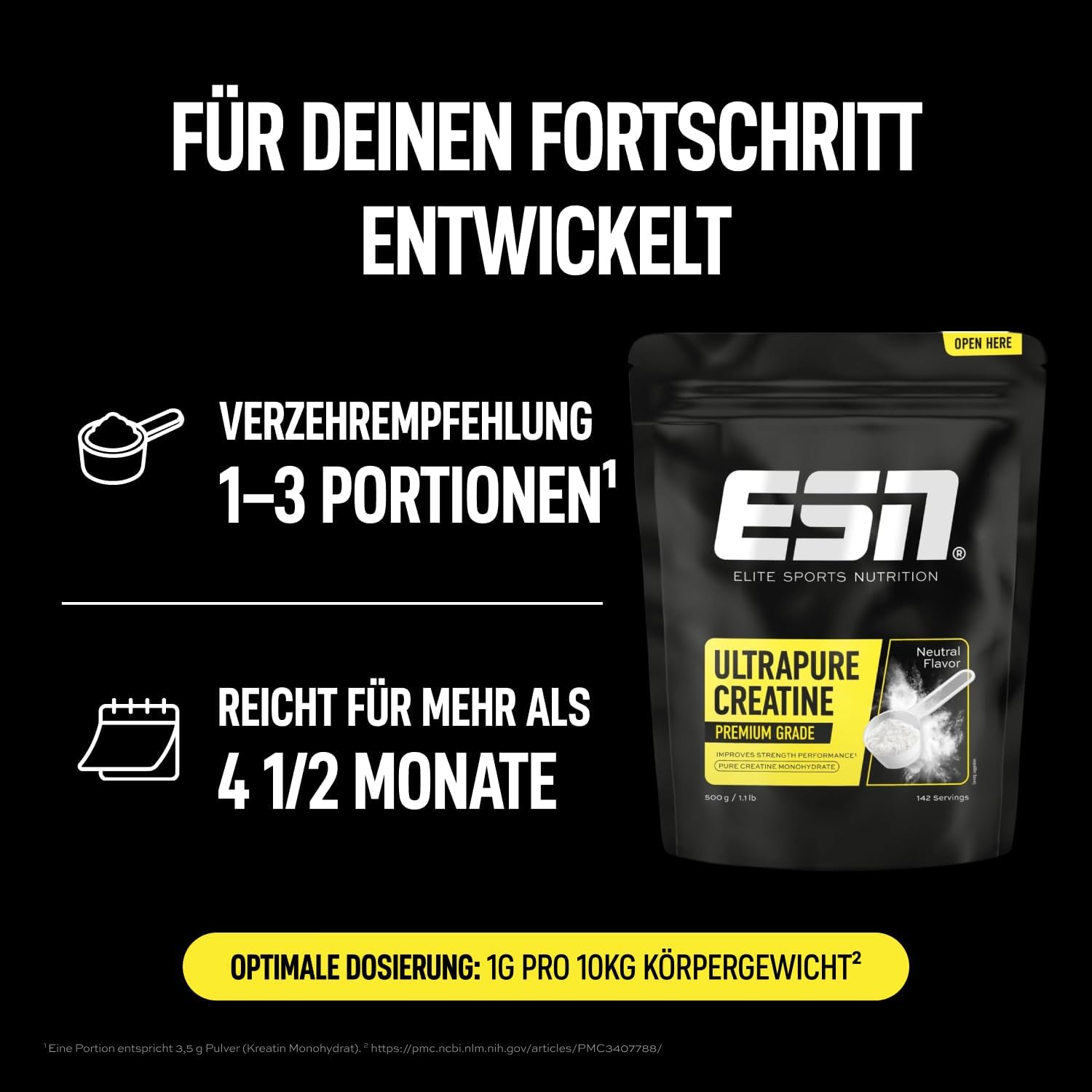 Thumbnail 5 de ESN Ultrapure Creatine Monohydrate 500 g – Kreatinpulver