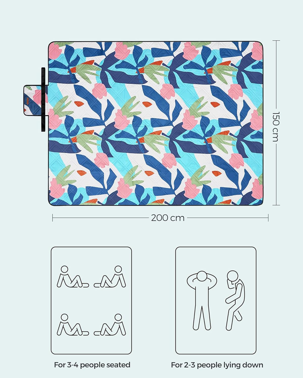 Thumbnail 2 de SONGMICS Picnic Blanket 200 x 150 cm: Large, Waterproof & Foldable Fern Pattern