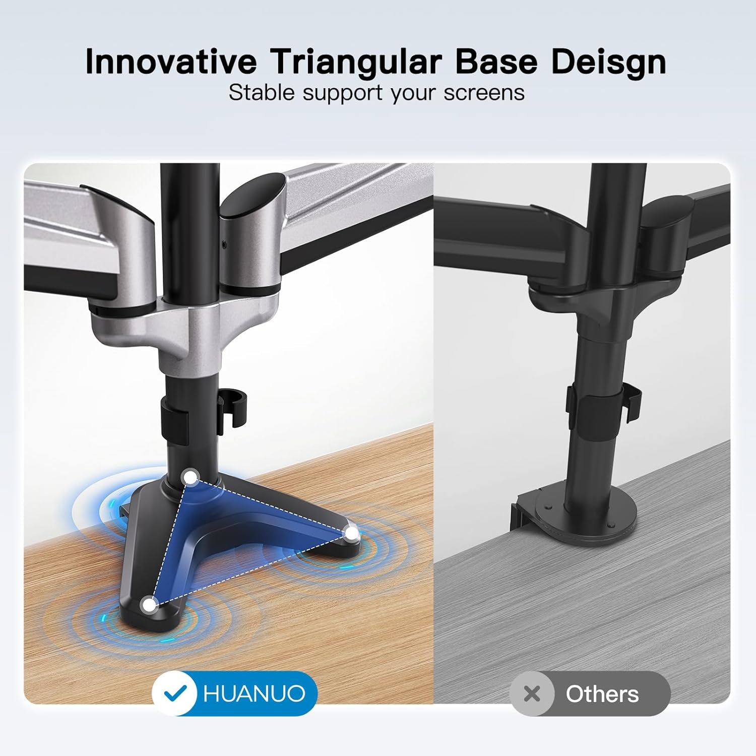 Thumbnail 4 de HUANUO Supporto per Monitor Triplo con Braccio a Gas per Schermi Curvi 13–32