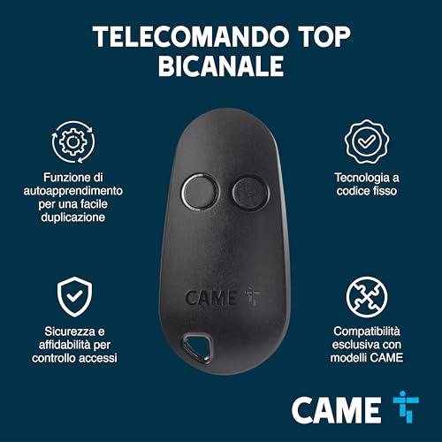 Thumbnail 2 de CAME TOP Telecomando bicanale a codice fisso nero con autoapprendimento – compatibile solo modelli CAME