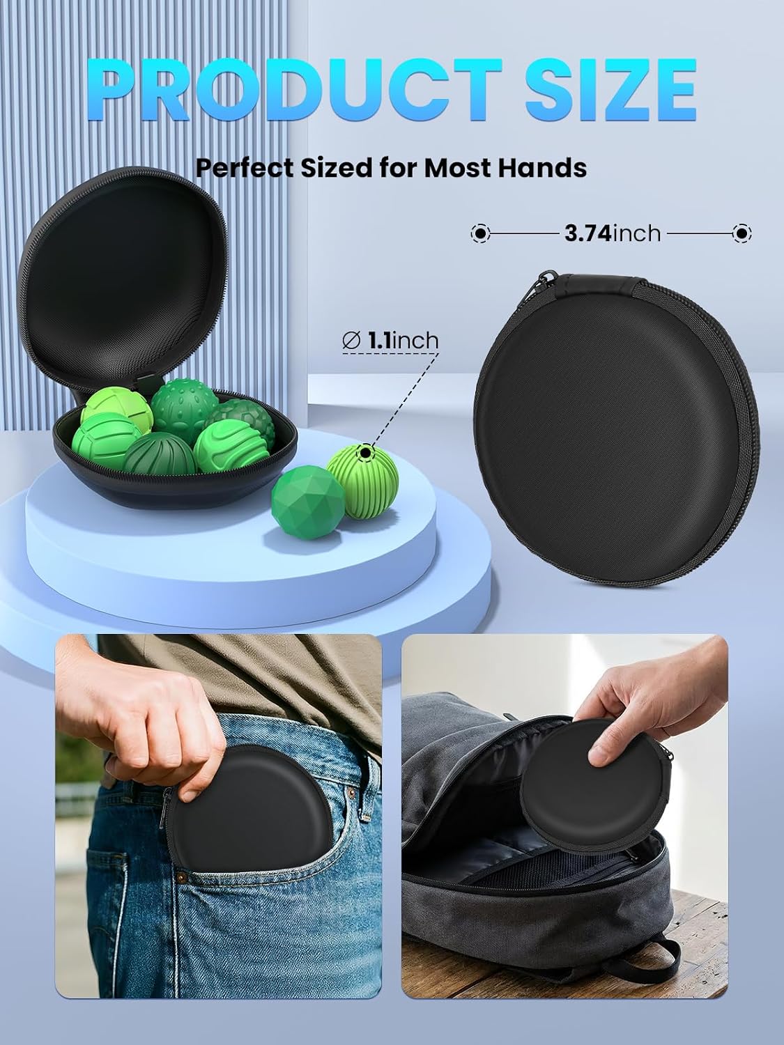 Thumbnail 5 de Lot de 8 balles magnétiques UZAHSK en silicone anti-stress (géométrique, vert) pour apaiser le stress et aider à la concentration