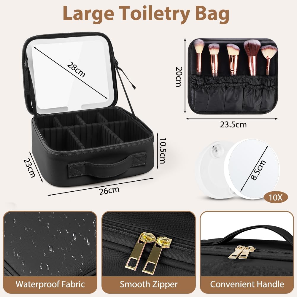 Thumbnail 1 de OSDUE Trousse de Maquillage avec Miroir Lumière et Séparateurs Réglables – Grande Capacité
