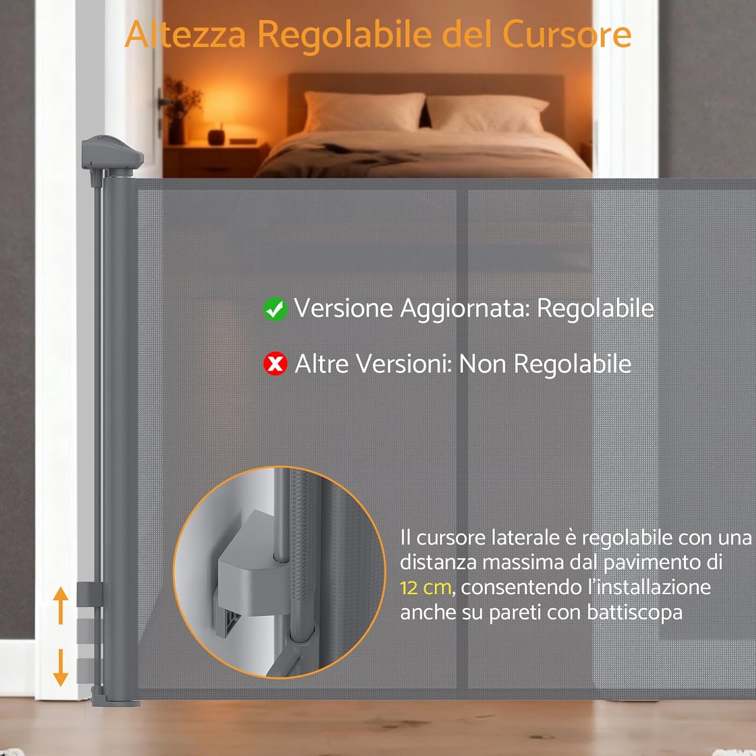 Thumbnail 3 de Maxetodo Cancelletto di Sicurezza Estensibile: barriera retrattile robusta per bambini e animali (0–140 cm)