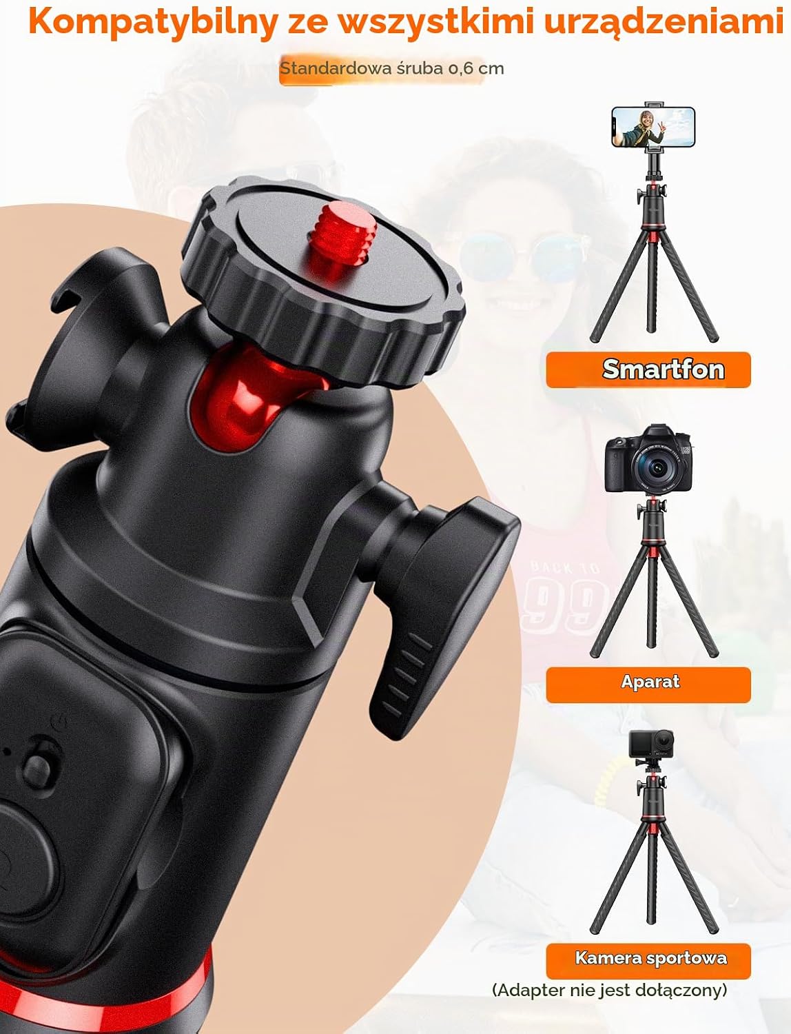 Detalle de Rollei 23154 Easy Creator MonkeyPod – elastyczny statyw i kijek do selfie 2 w 1