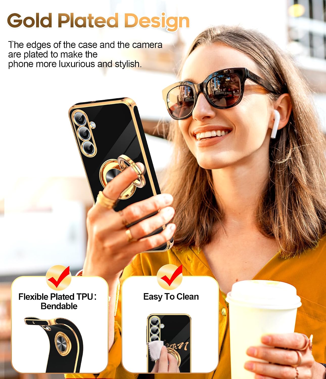 Thumbnail 6 de LeYi Galaxy A16 5G Case with 360° Magnetic Kickstand, Black TPU