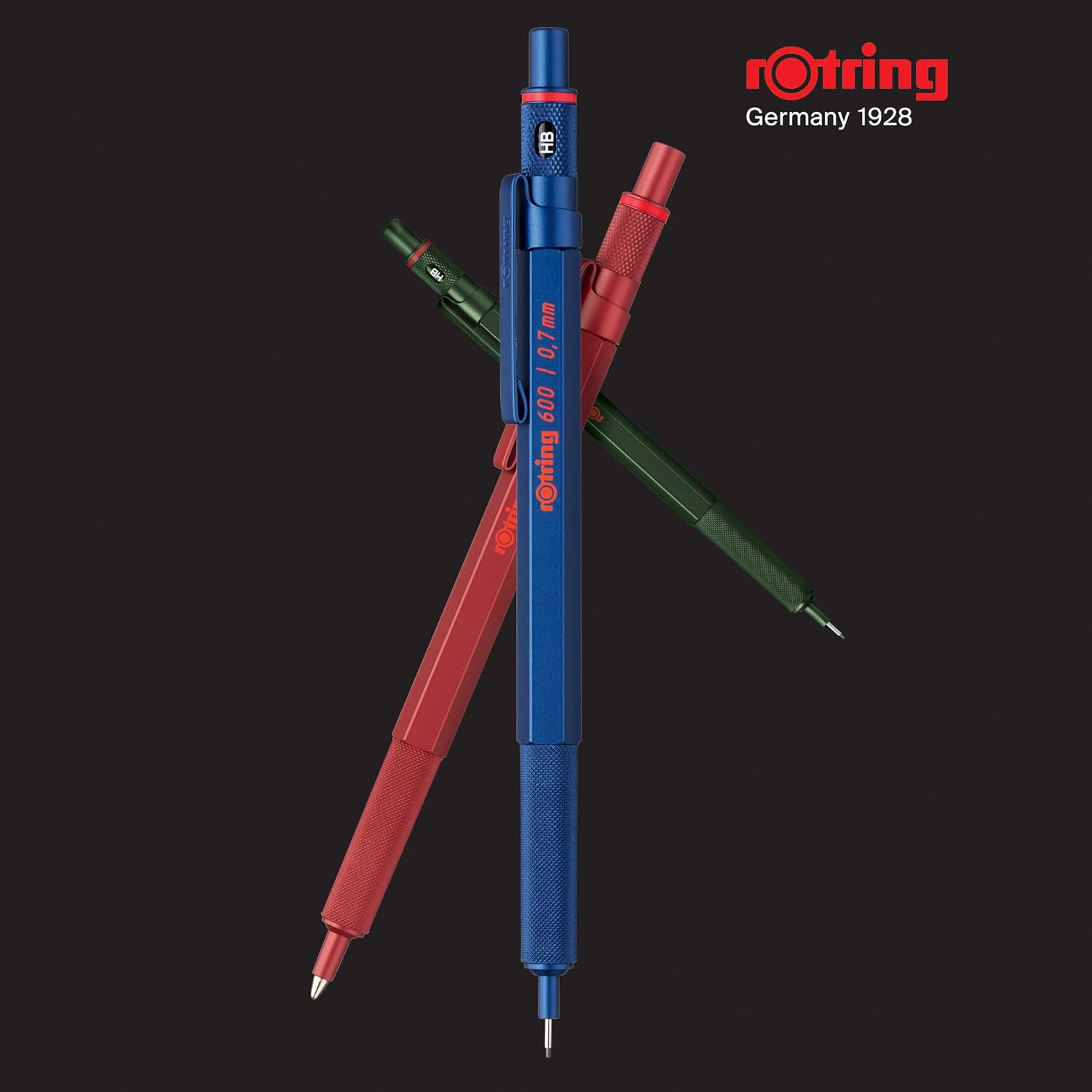 Detalle de rotring 600 penna a sfera – punta media, inchiostro nero, corpo metallico ricaricabile